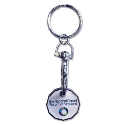 Printed Trolley Coin Keyring - GBP Pound