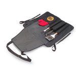 Branded BBQ apron with BBQ tools