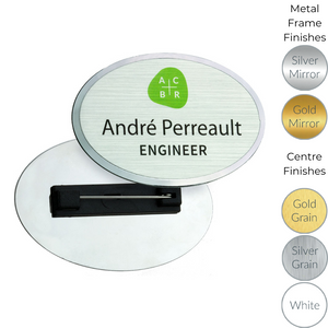 Excel Personalised Name Badge (gold frame and gold grain insert)