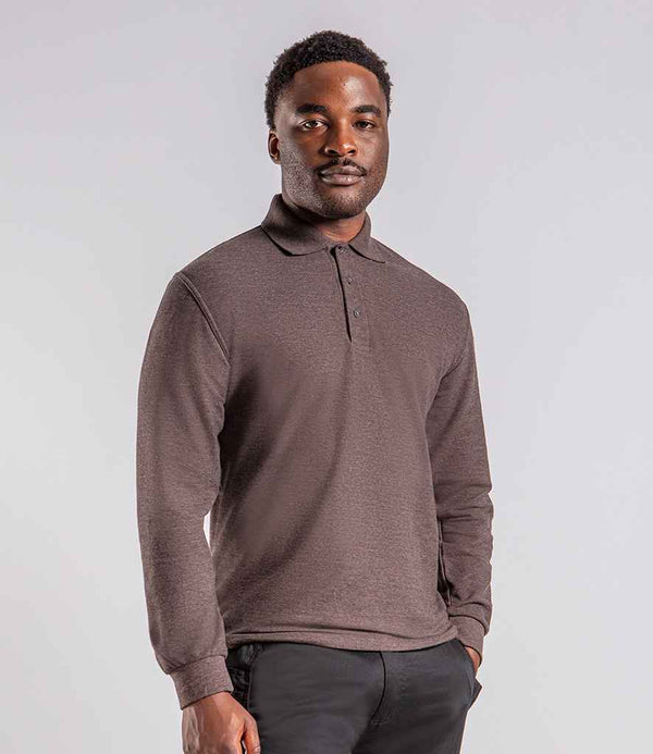 Pro RTX Pro Long Sleeve Piqué Polo Shirt Charcoal