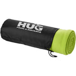 Branded Huggy fleece plaid blanket with carry pouch