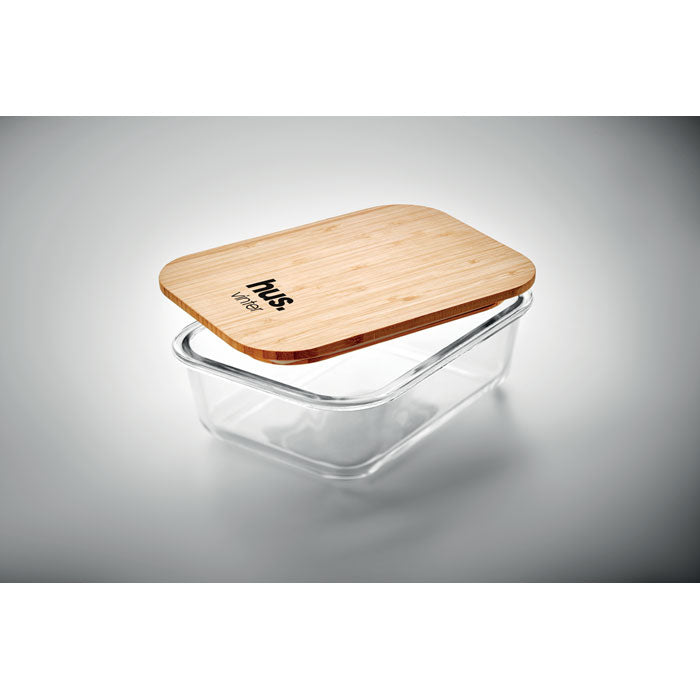 Branded Glass lunchbox with bamboo lid