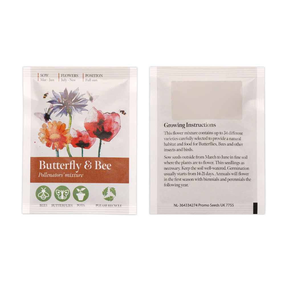 Seed Packet with Sticker to back Butterfly & Bee Mix