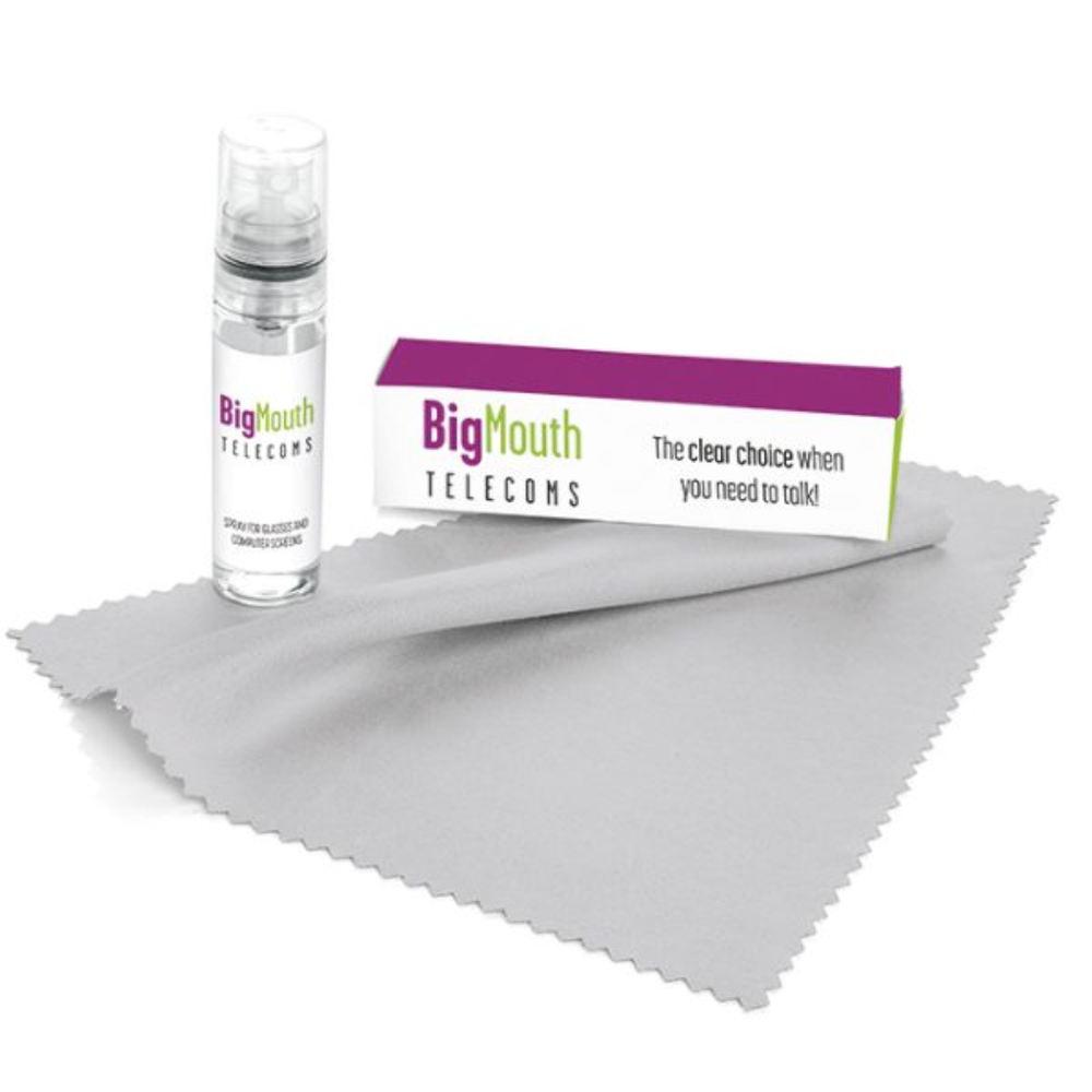 2 Piece Glasses and Screen Cleaning Kit in a Printed Box