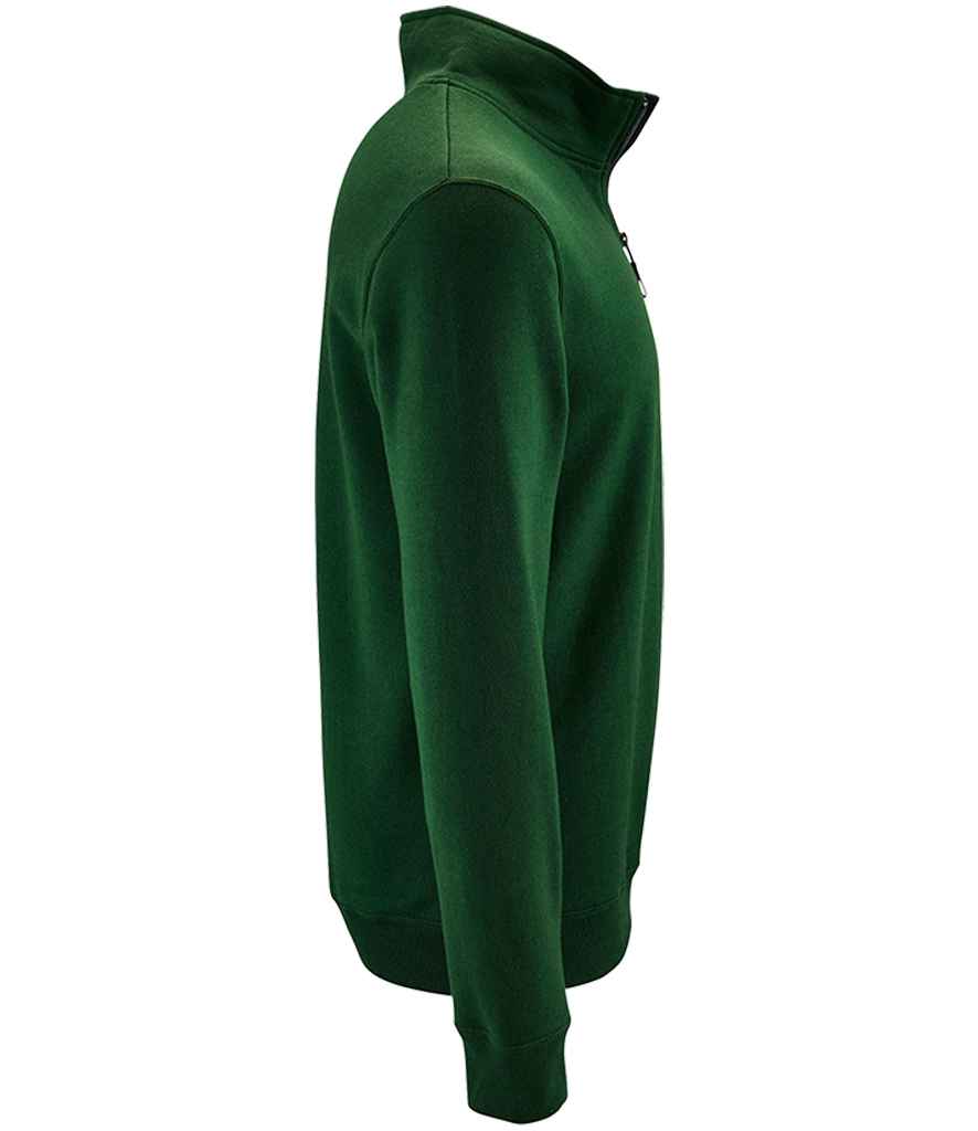 SOL'S Stan Contrast Zip Neck Sweatshirt Bottle Green