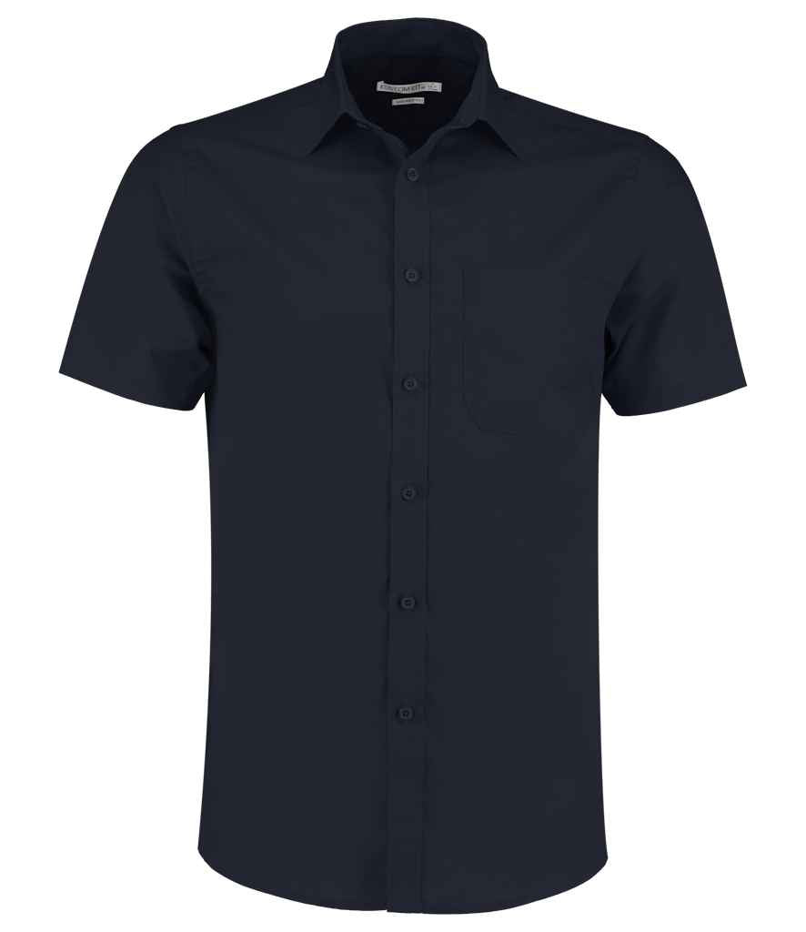 Kustom Kit Short Sleeve Tailored Poplin Shirt Dark Navy