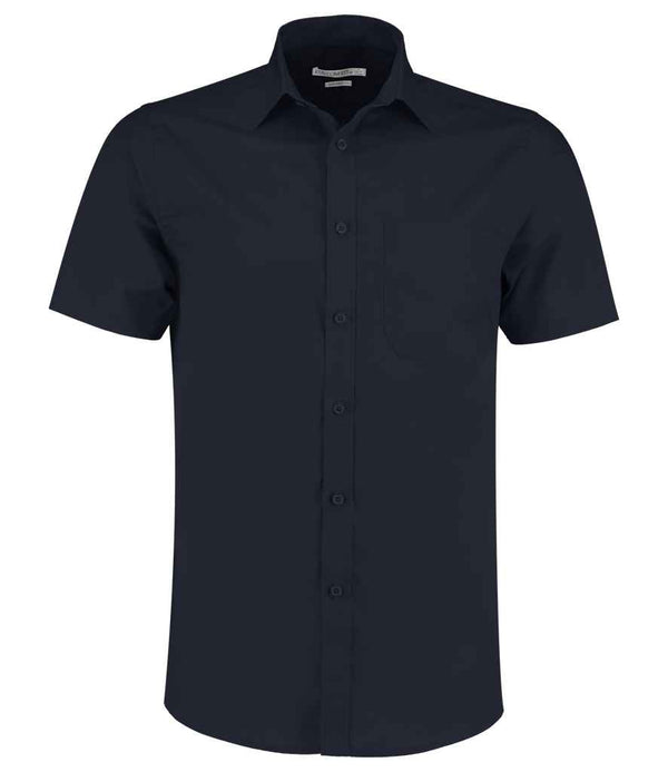 Kustom Kit Short Sleeve Tailored Poplin Shirt Dark Navy