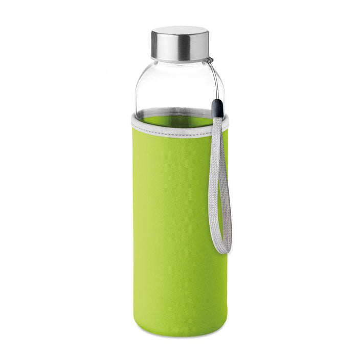 Glass bottle in pouch 500ml Lime
