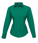 Premier Ladies Long Sleeve Poplin Blouse Emerald
