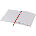Branded Spectrum A5 white notebook with coloured strap