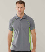 Finden + Hales Performance Piped Polo Shirt Grey/Lime Green