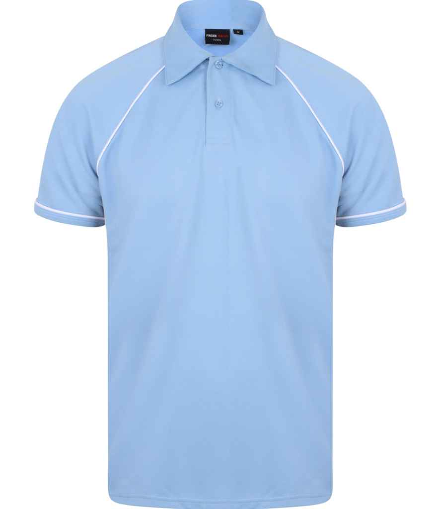 Finden + Hales Performance Piped Polo Shirt Sky Blue/Navy/White