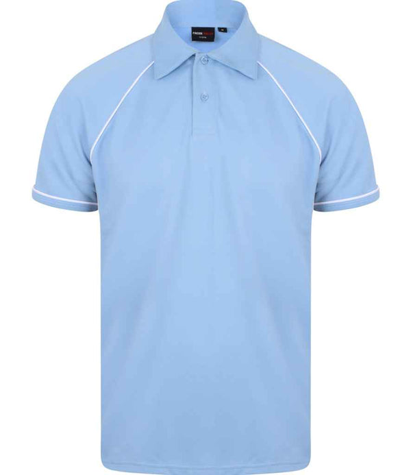 Finden + Hales Performance Piped Polo Shirt Sky Blue/Navy/White
