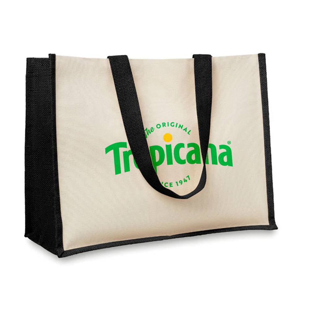 Jute and canvas shopping bag