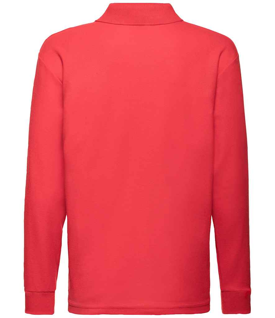 Fruit of the Loom Kids Long Sleeve Poly/Cotton Piqué Polo Shirt Red