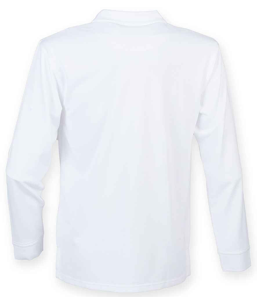 Henbury Unisex Long Sleeve Coolplus® Piqué Polo Shirt White