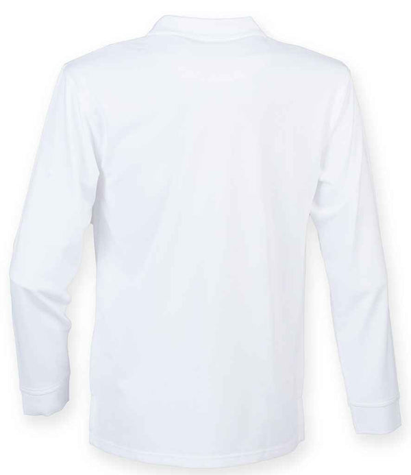 Henbury Unisex Long Sleeve Coolplus® Piqué Polo Shirt White