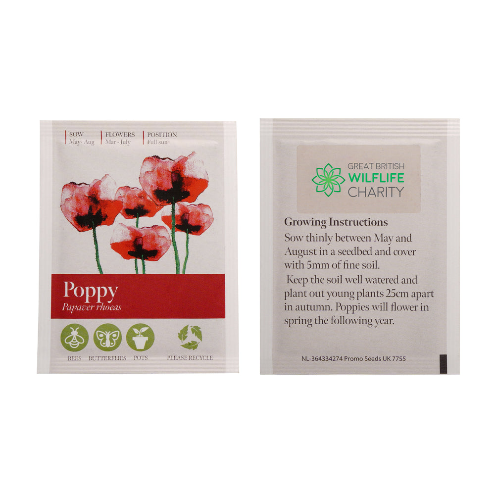 Seed Packet with Sticker to back Poppy