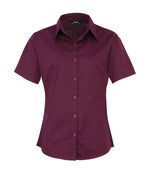 Premier Ladies Short Sleeve Poplin Blouse Aubergine