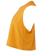 Bella Ladies Racer Back Cropped Tank Top Heather Mustard