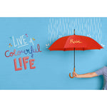 PATTI. 190T polyester umbrella with automatic opening Red