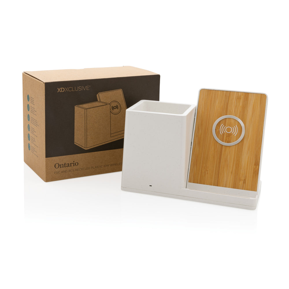 Branded Ontario RCS recycled plastic 10W wireless charger