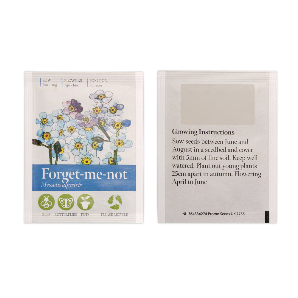 Seed Packet with Sticker to back Forget-me-not