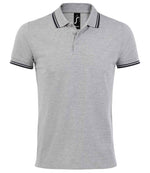 SOL'S Pasadena Tipped Cotton Piqué Polo Shirt Heather Grey/Navy