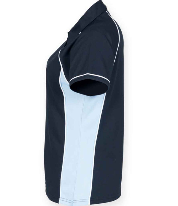 Finden + Hales Ladies Performance Piped Polo Shirt Navy/Sky Blue/White