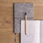 Branded GRS certified recycled felt A5 softcover notebook