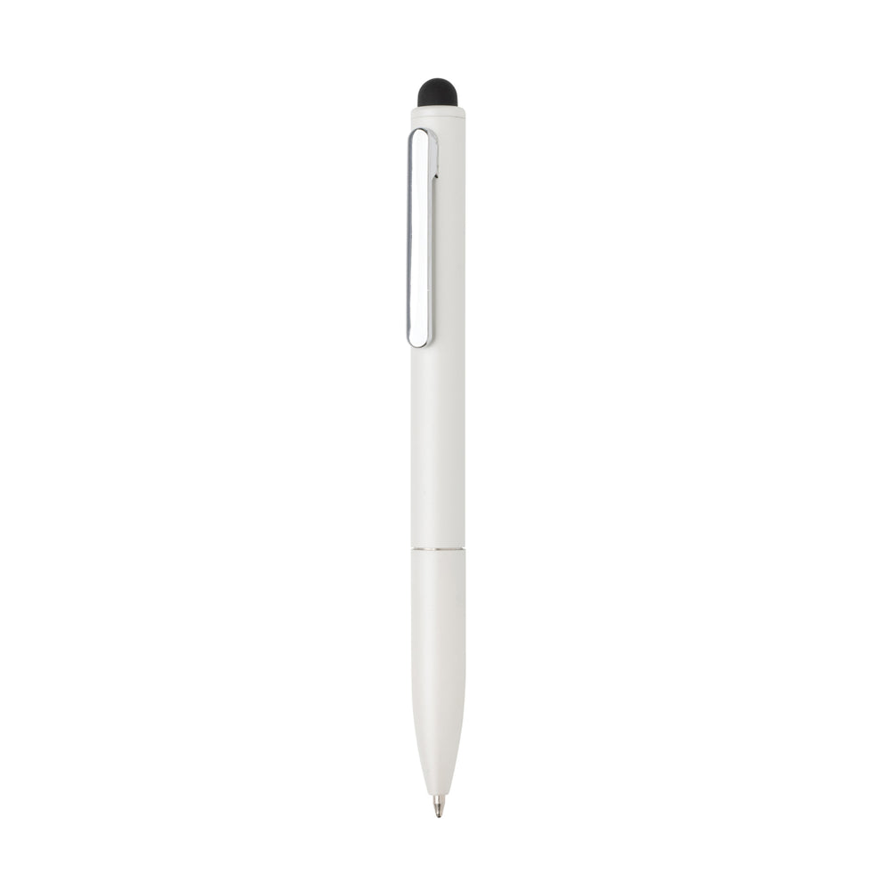 Branded Kymi RCS certified recycled aluminium pen with stylus