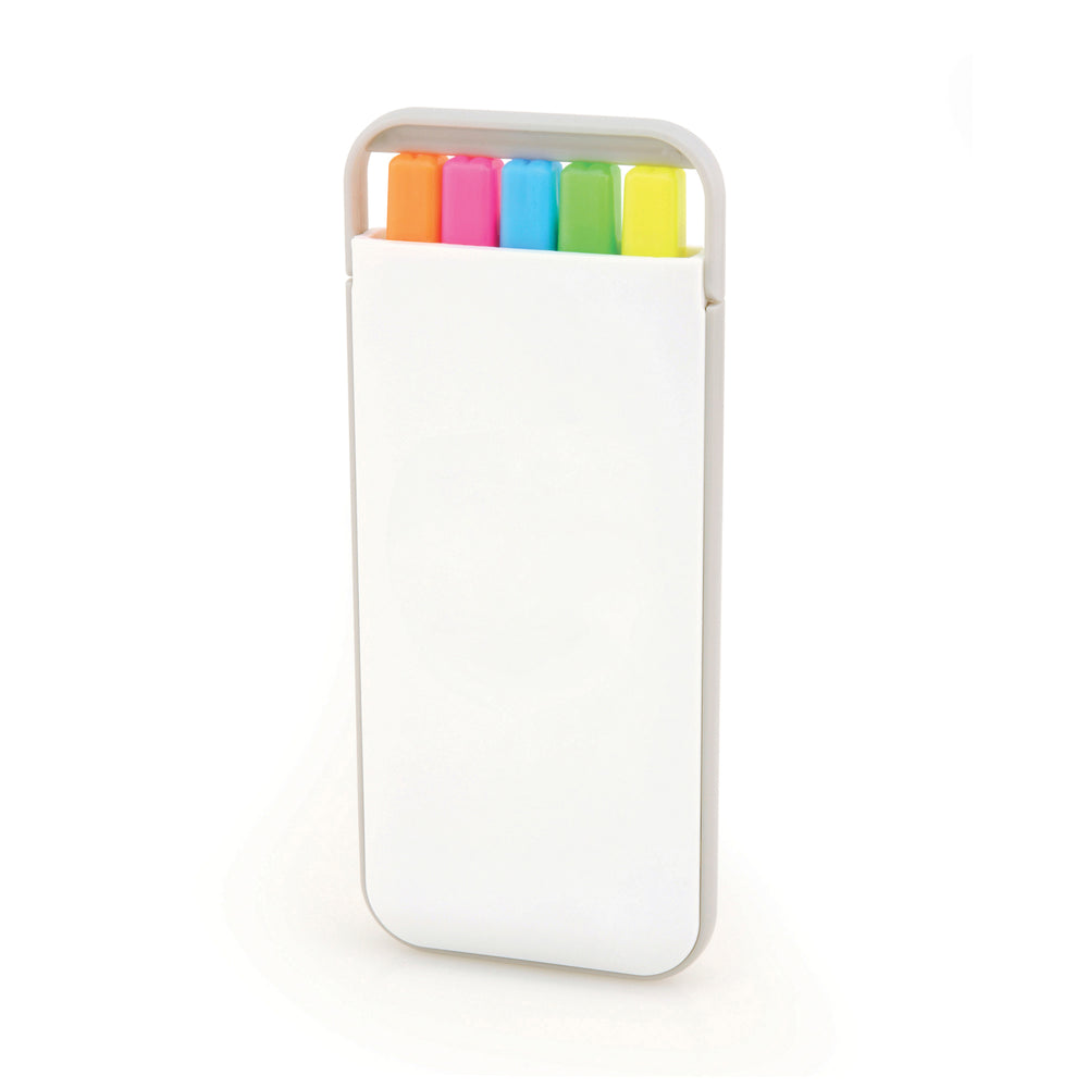 Buzz 5 pcs highlighter set in white case