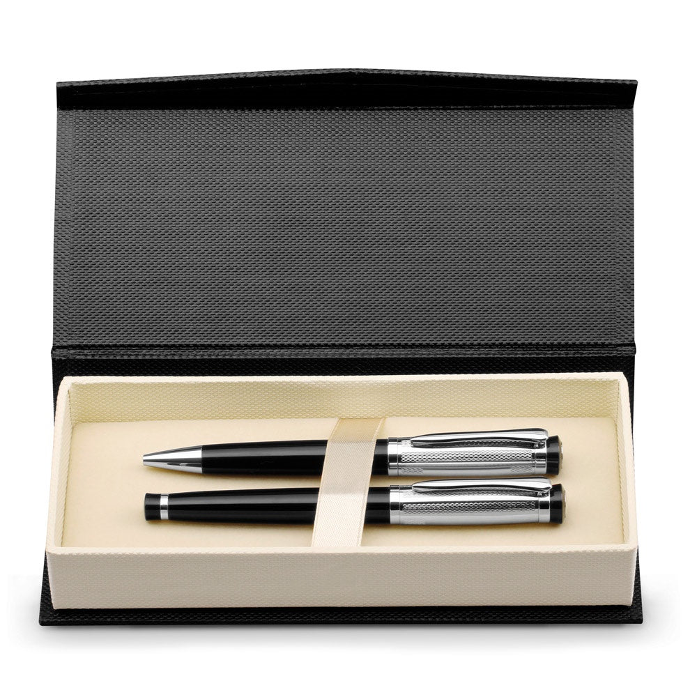 ORLANDO. Metal Rollerball and ballpoint pen set with clip