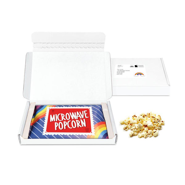 Mini bag of Microwave Popcorn in Postal Box