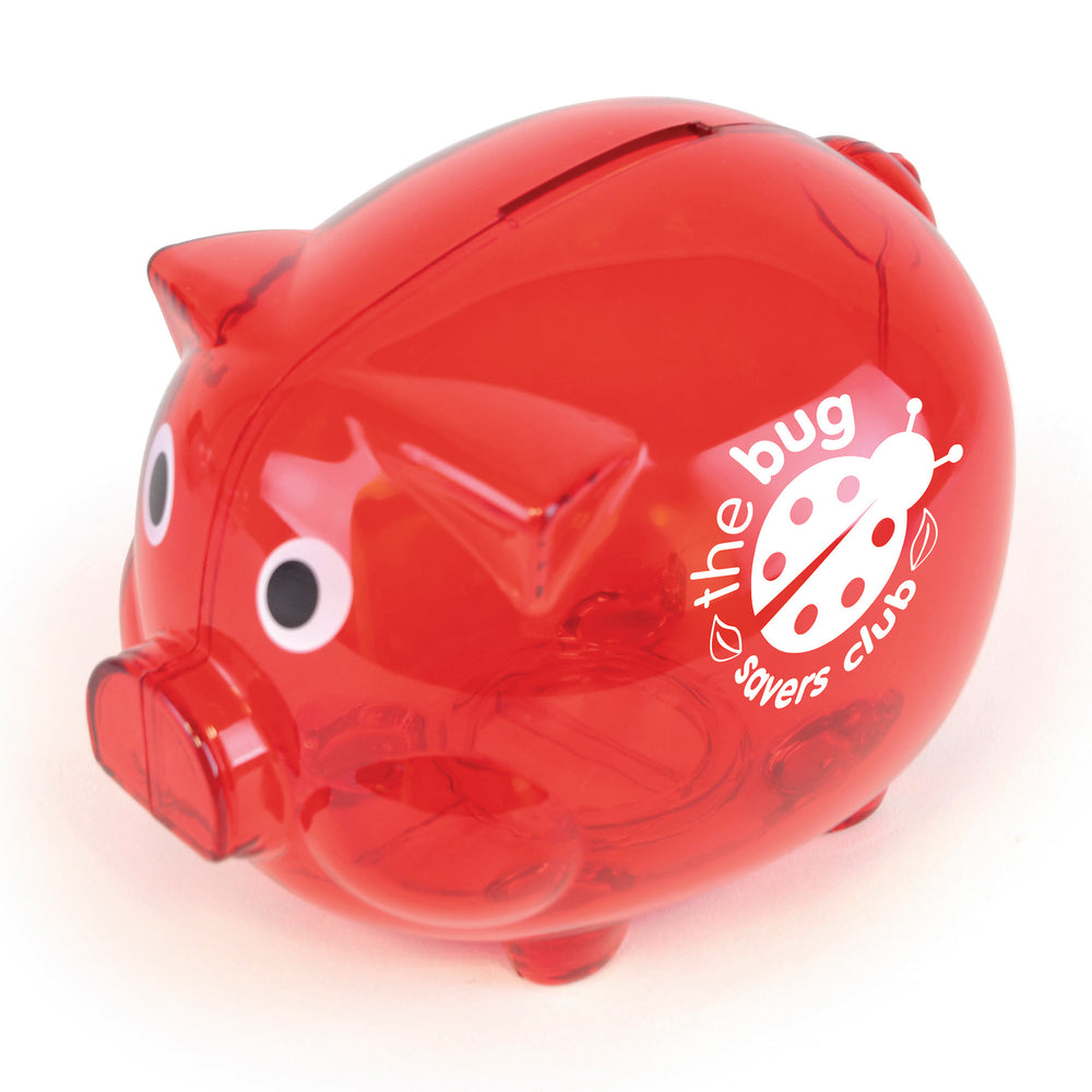 Branded Translucent Plastic Pig Shaped Piggy Bank