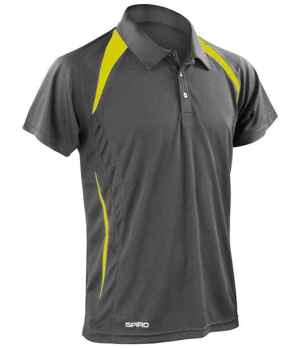 Spiro Team Spirit Polo Shirt Grey/Lime Green