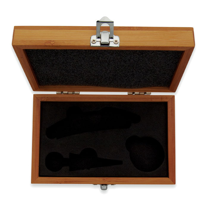 Branded Wine Accessory set in bamboo box