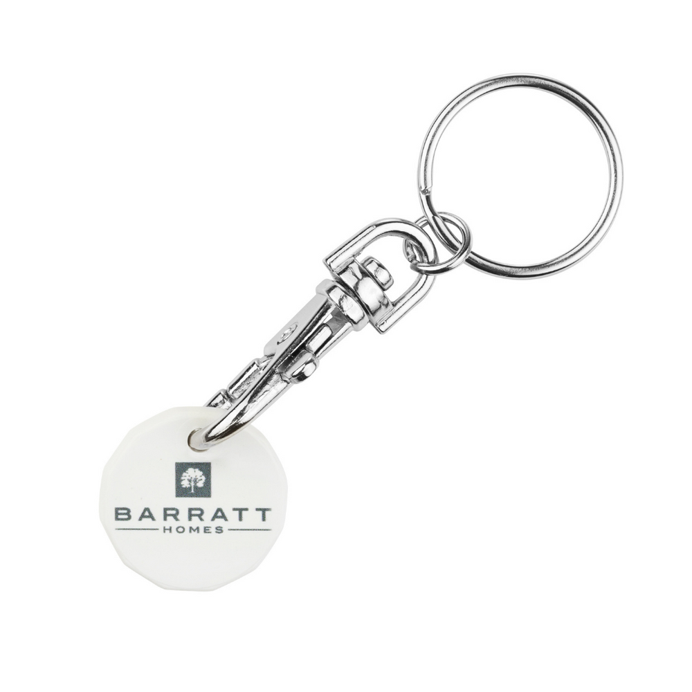 Branded Recycled Plastic Trolley Coin Keyring | Eco Trolley Coin Keyring