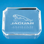 Branded 10cm x 7.5cm Optical Crystal Facet Rectangle Paperweight