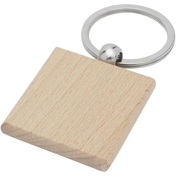 Branded Gioia beech wood squared keychain