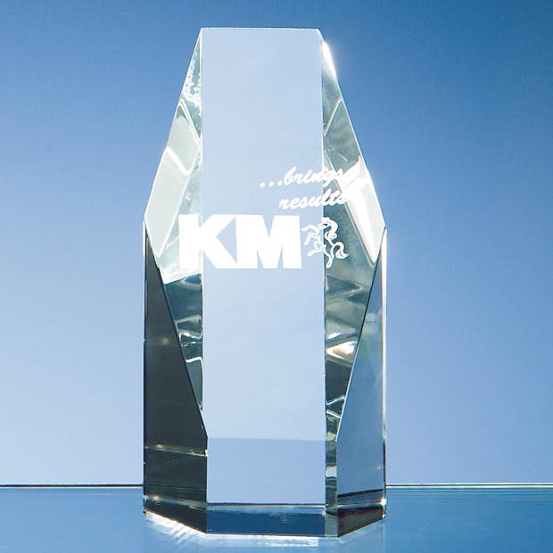 Branded 12.5cm Optical Crystal Hexagon Award