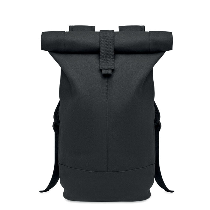 Branded Rolltop washed canvas backpack
