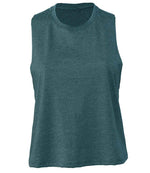 Bella Ladies Racer Back Cropped Tank Top Heather Deep Teal