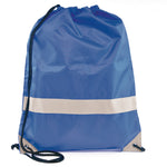 Branded Fluorescent drawstring bag with reflective strip. 210D polyester