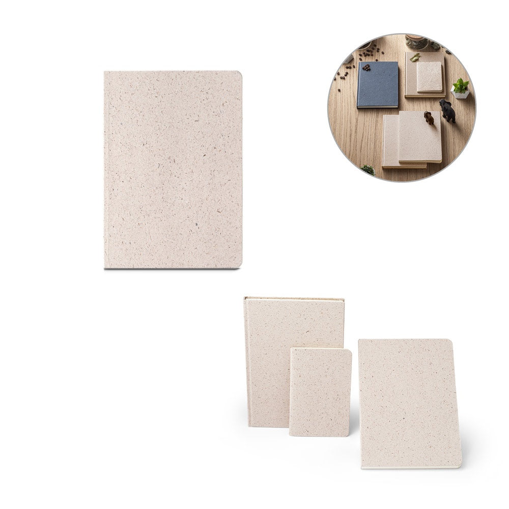 ORGANIC SEMI-RIGID. A5 notebook with semi-rigid cover made from organic elephant matter (95%)