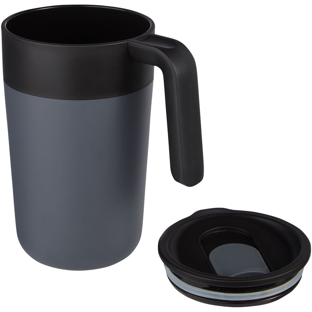 Branded Nordia 400 ml double-wall recycled mug