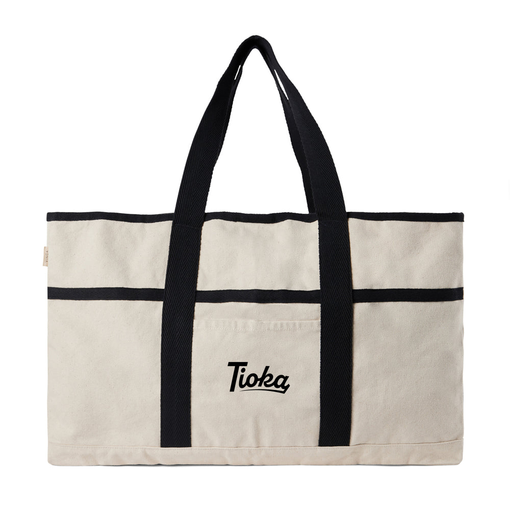 Branded VINGA Volonne AWARE™ recycled canvas beach bag