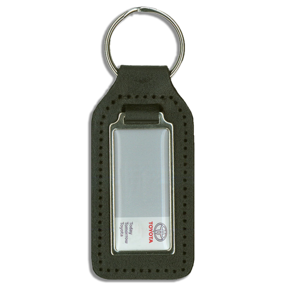 Branded Long Square Shaped Keyfob with Domed Medallion