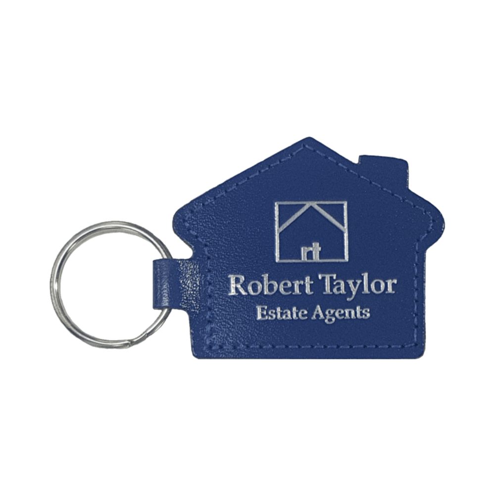 Branded Real Leather House Shaped Keyfob
