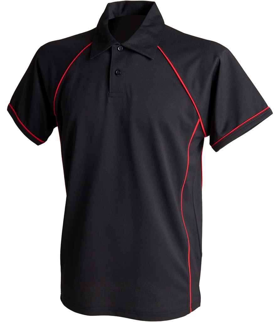 Finden + Hales Kids Performance Piped Polo Shirt Black/Red
